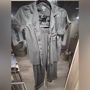 BCBGMaxAzria black Pajama Set with Pink Piping